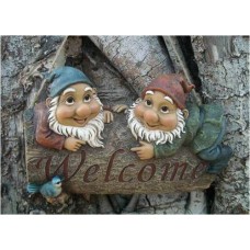 Gnomes Hanging on a Welcome Sign 