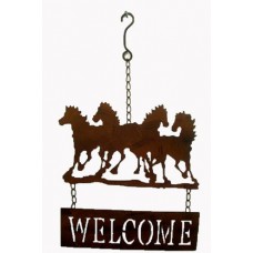Metal Horses Welcome Hanging Decor